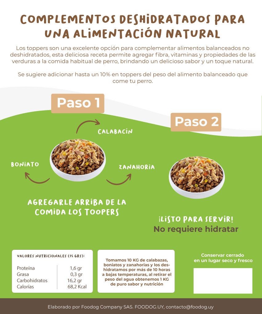 Alimento deshidratado Toppers vegetales 150g