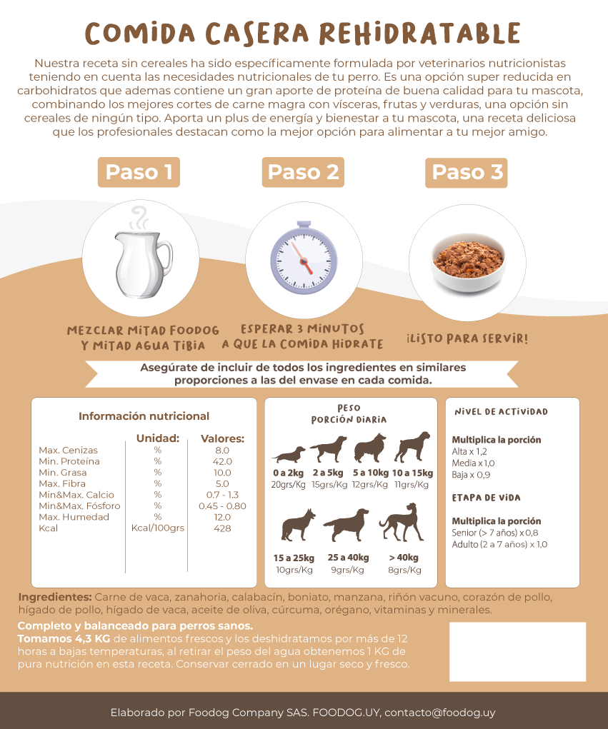 Alimento deshidratado sin cereales 250g
