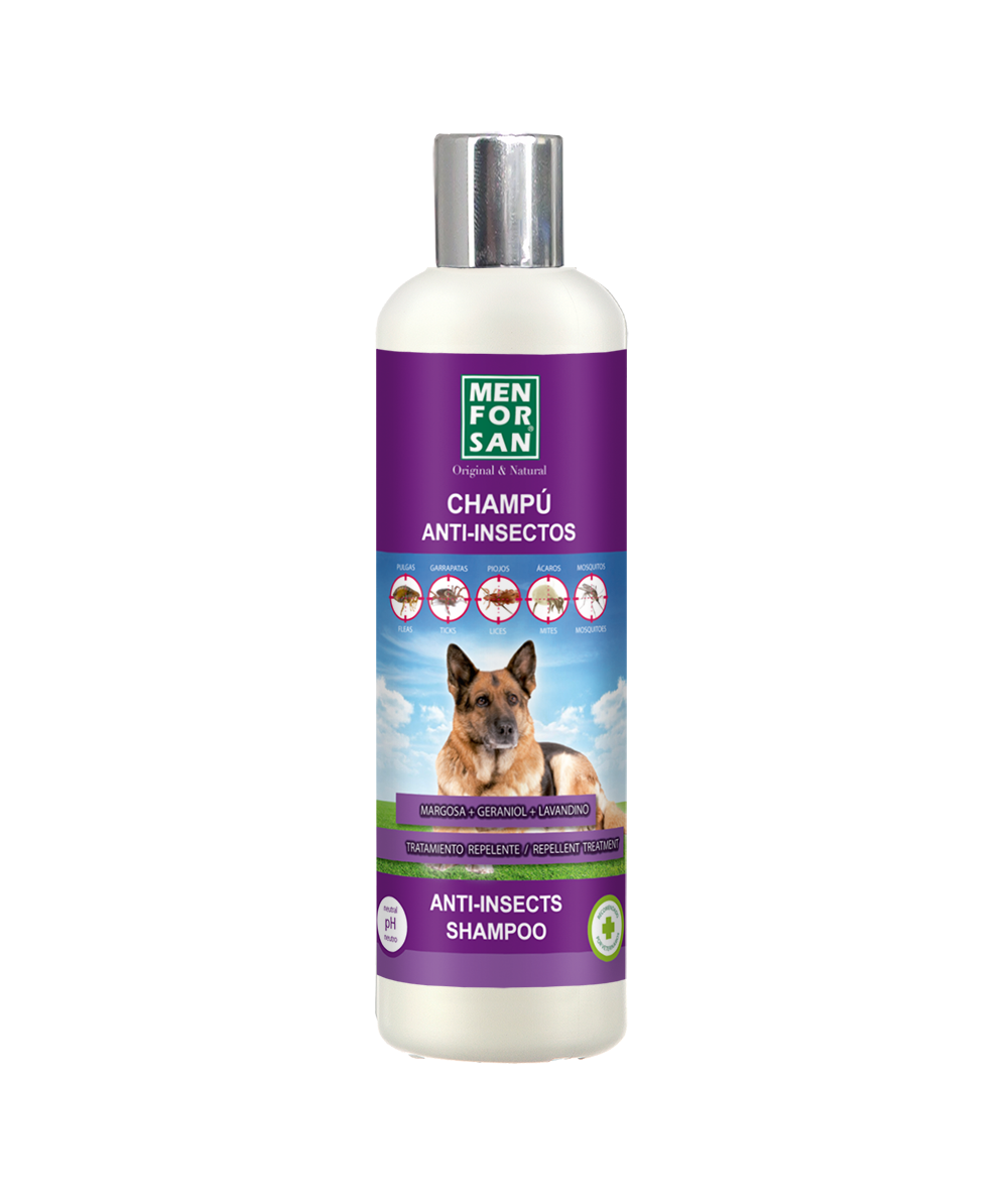 Champú Anti-insectos con margosa, geraniol y lavandino para perros